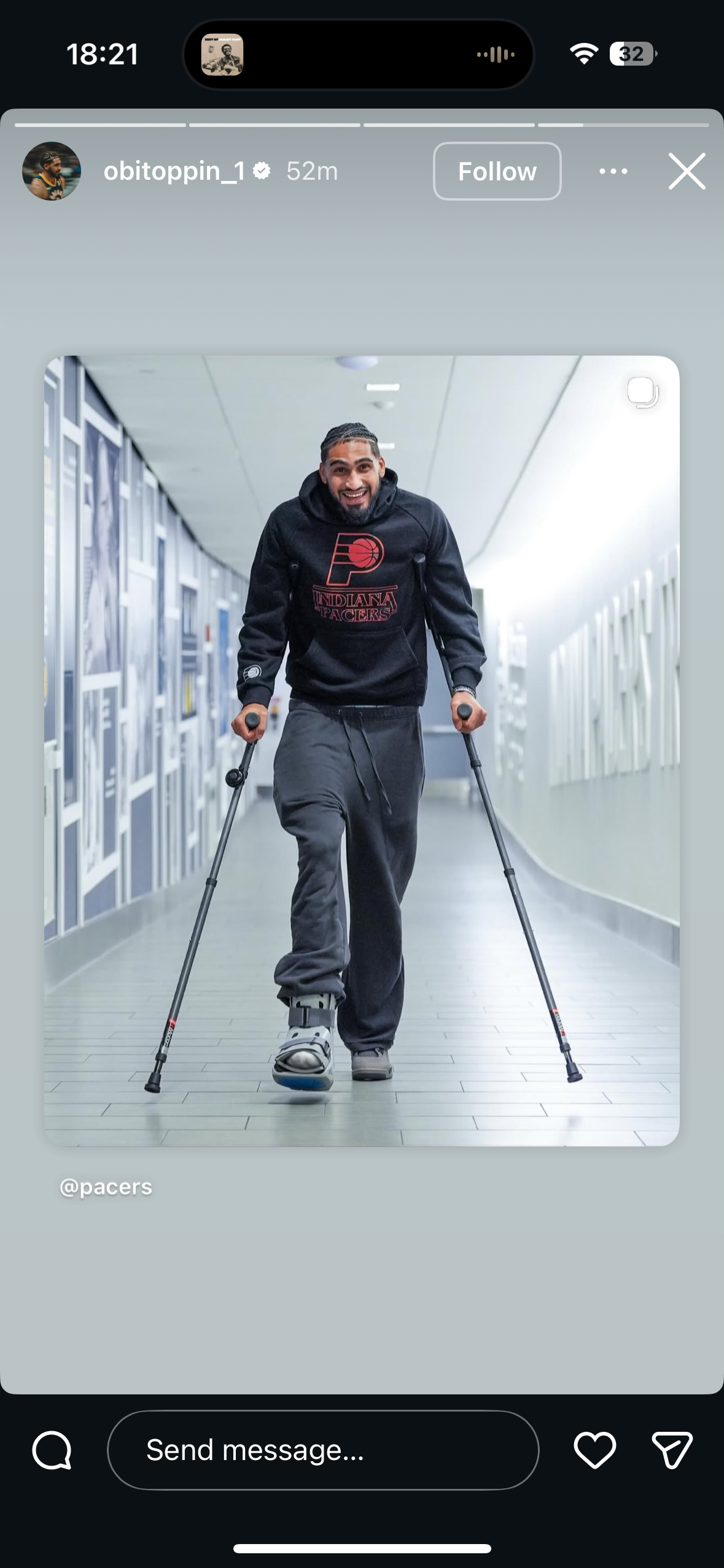 Obi Toppin - Instagram Story